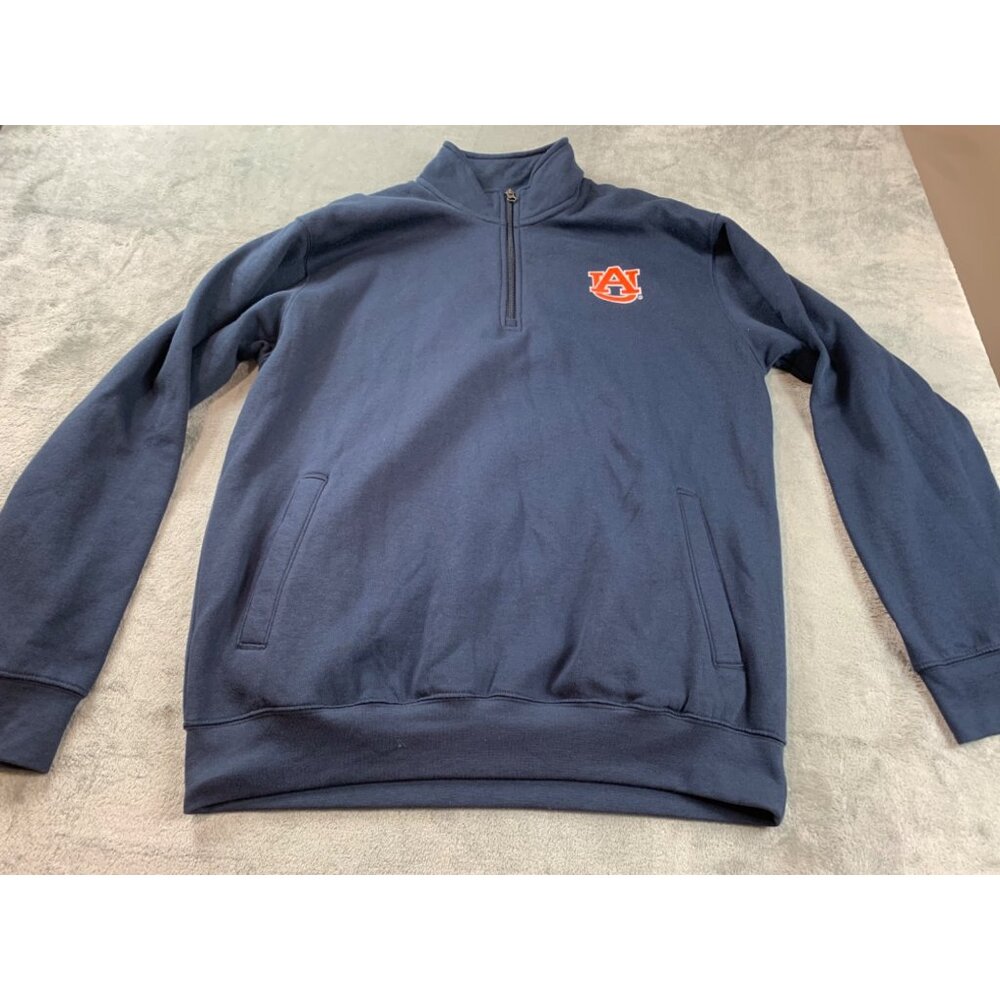 Champion Auburn Tigers Half-Zip Pullover Sweatshirt L Cotton & Polyester Navy Bl